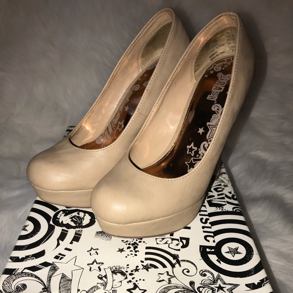 Cream patent leather heels